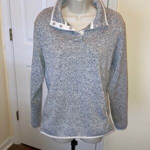 Eddie Bauer Women's Heathered Gray V neck pullover Sweater